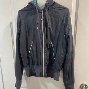 lululemon athletica Gray Hooded Jacket with Teal Logo